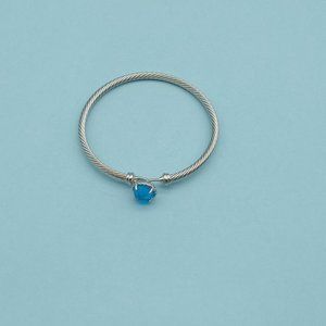 Petite blue diamond sterling silver bracelet with blue topaz
